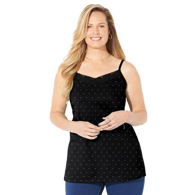 Plus Size Women's Suprema® Cami With Lace by Catherines in Black Dot (Size 2X)