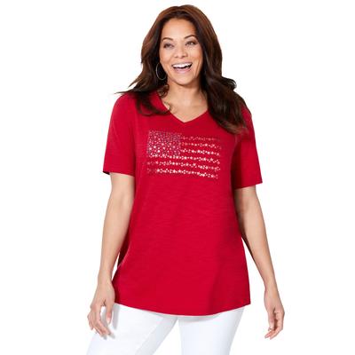 Plus Size Women's Stars & Shine Tee by Catherines in Red Flag (Size 1XWP)