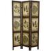 3-Panel Double Sided Floral Botany Plant Life Floral Leaves Room Divider - 72"W x 41"H x 1"D