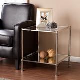 SEI Furniture Pullman Mirrored Side Table with Glass Top and Bottom Shelf