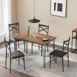 VECELO 5-Pieces Dining Set with Dining Chairs Set of 4