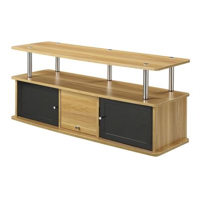 Modern 50-inch TV Stand in Light Oak / Black Wood Finish - 47.2 x 15.8 x 20.5 inches