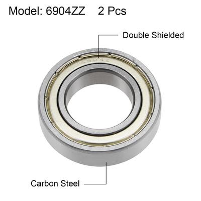 6904ZZ Deep Groove Ball Bearings Z2 20x37x9mm Double Shielded Carbon Steel 5pcs - 20mmx37mmx9mm