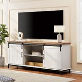 WAMPAT Mid-Century TV Stands for TV's up to 65'' Wood Metal Television Stands with Storage Cabinets