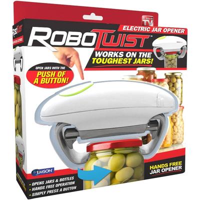 The Original Robo Twist Jar Opener, As Seen on TV Handsfree Easy Jar Opener, White