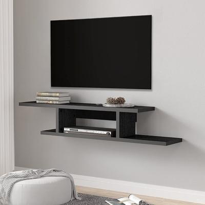 FITUEYES Wall Mounted Media Console Floating TV Stand Component Shelf,Black Grain - 49.7