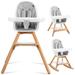 Costway 3-in-1 Convertible Wooden Baby High Chair w/ Tray Adjustable