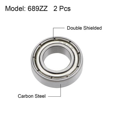 689ZZ Deep Groove Ball Bearings Z2 9x17x5mm Double Shielded Carbon Steel 4pcs - 9mmx17mmx5mm