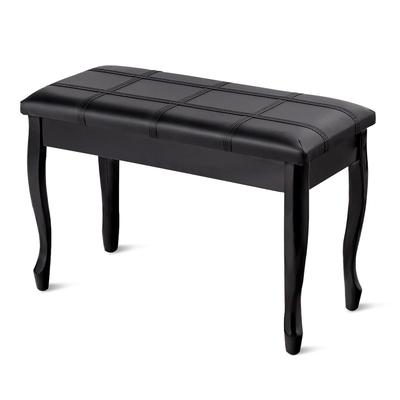 Costway PU Leather Solid Wood Piano Bench Padded Double Duet Keyboard