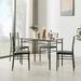 VECELO Dining Table with 4 Chairs [4 Placemats Included) Black, Sliver
