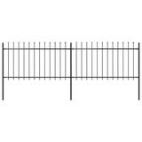 vidaXL Garden Fence with Spear Top Steel 133.9"x39.4" Black