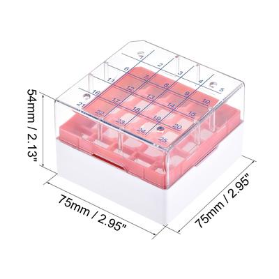 Freezer Tube Box 25 Places Rack for 1.8/2ml Microcentrifuge Tubes, Red