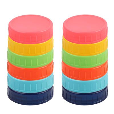 Colored Plastic Wide Mouth Mason Jar Lids Food Storage Caps - Assorted Color