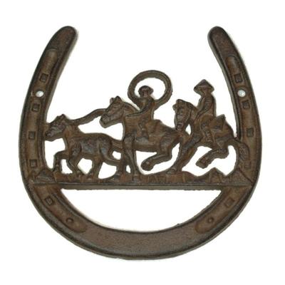 Cast Iron Horse Shoe W Horse Ropers - 6