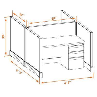 Small Office Cubicles 39H 2pack Cluster Unpowered