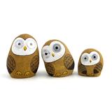 Set of 3 Solar Owl Figurines