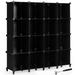 16 Plastic Cube Storage Organizer-Black - 49.5" x 13" x 50.5" (L x W x H)