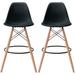 Set of 2 Modern 28" Color Seat Height DSW Molded Armless Plastic Counter Bar Stool Natural Wood Eiffel Dowel Legs Kitchen