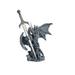 Q-Max 5"H Medieval Silver Dragon on Castle with Sword Statue Fantasy Decoration Figurine