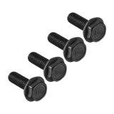 M6x17mm Hex Flange Bolts Left Hand Thread 8.8 Grade Carbon Steel 4pcs - Black