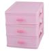 Plastic 3 Layers Jewelry Pen Sundries Storage Cabinet Container Case - Pink - 6.6" x 5.2" x 6.1"(L*W*H)