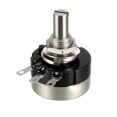 250K Ohm Variable Resistors Single Turn Rotary Carbon Film Potentiometer - Black,Silver Tone