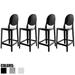 Set of 4 Black Modern 25" Seat Bar Stool Counter Height With Back Plastic Chairs Home Restaurant Kitchen Patio Garden