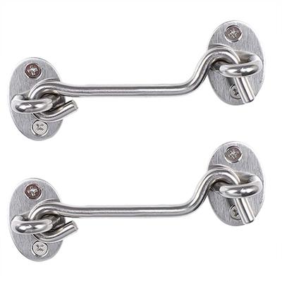 3"Window Shutters Cabin Hook Eye Latch,Privacy Hooks w Screw Lock,2pcs - Silver Tone - 3" Length