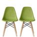 Set of 2 Kids Chairs Toddler Plastic Dining Room Craft Chairs Kitchen With Natural Wooden Legs Bedroom Breadfast Lunch Sturdy