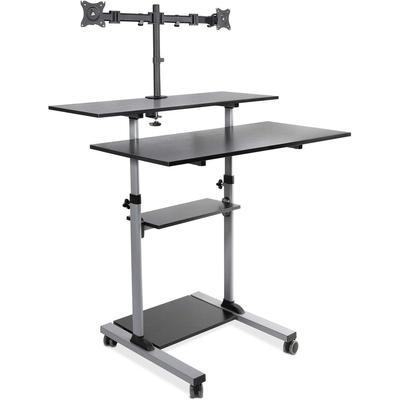 Mount-It! Mobile Computer Desk with Dual Monitor Mount | Height Adjustable
