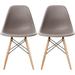 Set of 2 Designer Plastic Eiffel Chairs Solid Wood Legs Retro Dining Molded Shell Hotel Dowel For Kitchen Bedroom Work