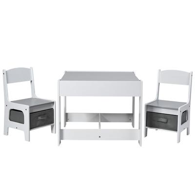 Costway Kids Table Chairs Set With Storage Boxes Blackboard Whiteboard