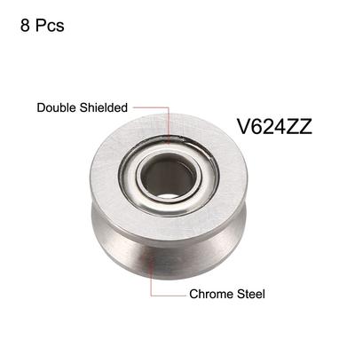 V624ZZ Deep Groove Ball Bearings 4x13x6mm Double Shielded GCr15 Bearings 8pcs - MF74ZZ (4Qty)