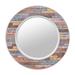 Colorful Waxed Plank Medium Circular Wood Mirror - Pastel Multi