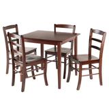 5 Groveland Walnut Solid Wood Square Dining Table 4 Chairs 29.5"