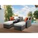 ACME Salena Patio Sectional & 2 Ottomans, Beige Fabric & Gray Wicker