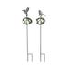 Metal Hummingbird And Robin Garden Stake Wind Spinners (Set Of 2)