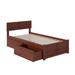 Orlando Twin Platform Bed with Footboard and 2 Drawers in Walnut