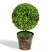 2 PCS 24" Artificial Boxwood Topiary Ball Tree - 12" x 12" x 24" (L x W x H)