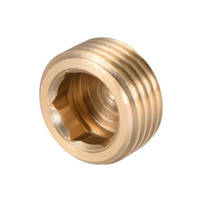 Brass Pipe Fitting, Hex Counter Sunk Plug, G1/2 Male Pipe 5pcs - Gold Tone - 1/2" G 5pcs