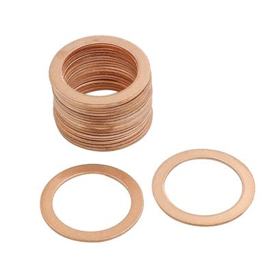 20 Pcs 22mm Inner Dia Copper Washers Parts Flat Gasket Fitting Rings - Copper Tone