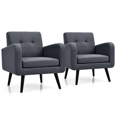Gymax 2PCS Accent Armchair Single Sofa Chair Home Office w/ Wooden - 29.5'' x 29.5'' x 32.5''