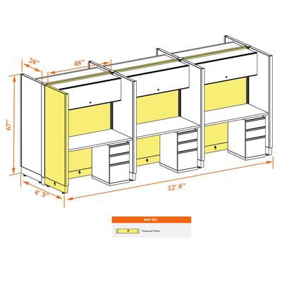 Cubicle Stations 67H 6pack Cluster Powered