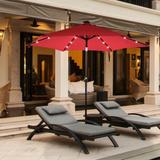 9-Foot Solar LED Patio Market Umbrella with Tilt Adjustment and Crank Lift