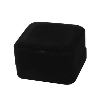 Birthday Velvet Square Jewelry Ring Earring Storage Case Gift Holder - Black
