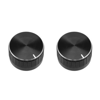 2Pcs 30x17mm Aluminium Alloy Potentiometer Rotary Knob Knurled Shaft Hole - Black - #B-2pcs-black