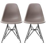 Set of 2 Modern Plastic Side Chair Colorsa Dark Black Wire Chrome Metal For Kitchen Dining Living Room Bedroom Office