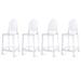 Set of 4 25" Seat Bar Stool Counter Height With Backs Plastic High Chairs Dining Molded Kitchen Transparent
