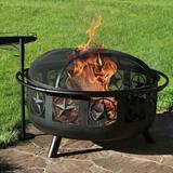 30" Fire Pit Black Steel All Star with Cooking Grate and Spark Screen