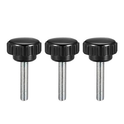 M5x25mm Male Thread Knurled Clamping Knobs Grip Thumb Screw on 3Pcs - Black,Silver Tone